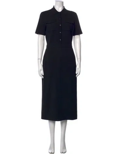 Pre-owned Theory Merino Wool Midi Length Dress In Black