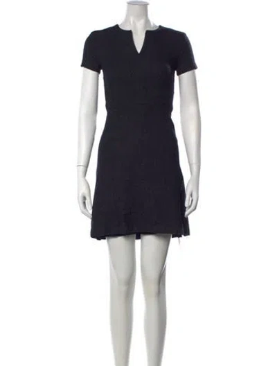 Pre-owned Theory Merino Wool Mini Dress In Blue