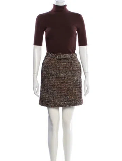 Pre-owned Theory Merino Wool Mini Dress In Brown