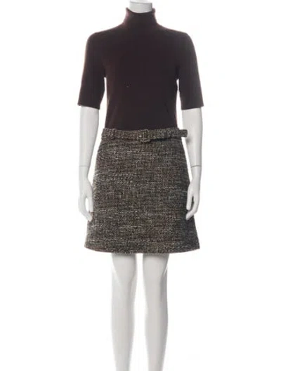 Pre-owned Theory Merino Wool Mini Dress In Green