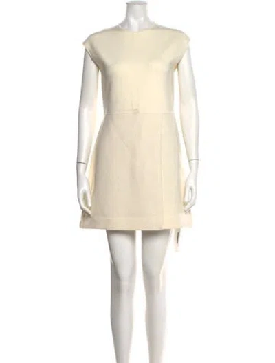 Pre-owned Theory Merino Wool Mini Dress In Neutral