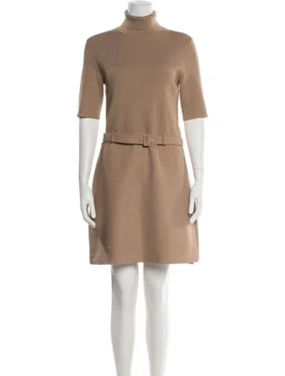Pre-owned Theory Merino Wool Mini Dress In Neutral