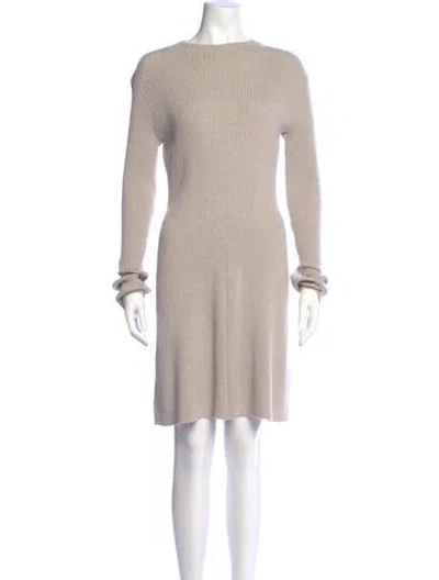 Pre-owned Theory Merino Wool Mini Dress In Neutral