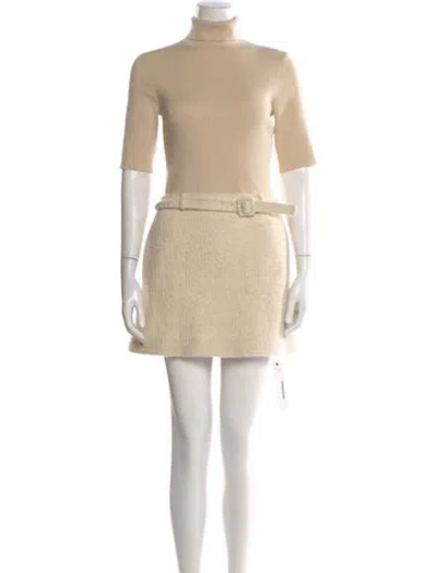 Pre-owned Theory Merino Wool Mini Dress In Neutral