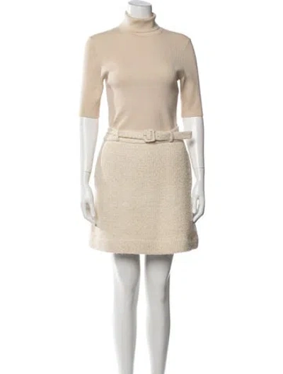 Pre-owned Theory Merino Wool Mini Dress In Neutral