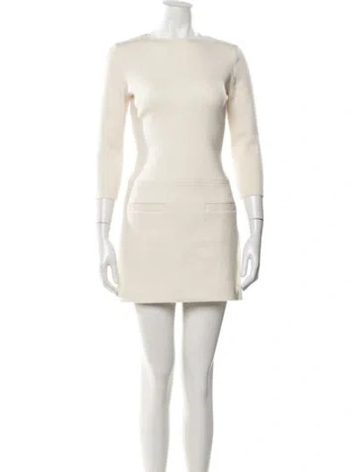 Pre-owned Theory Merino Wool Mini Dress In Neutral