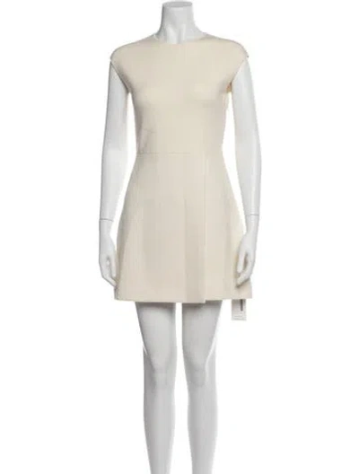 Pre-owned Theory Merino Wool Mini Dress In Neutral