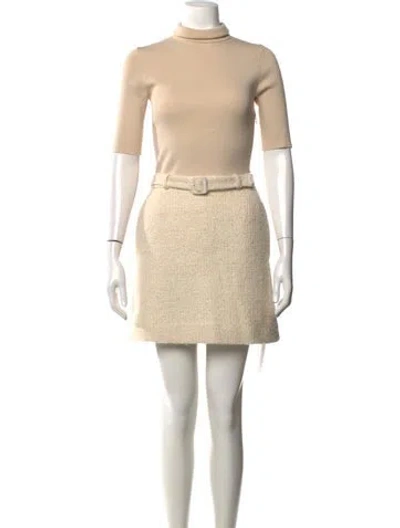 Pre-owned Theory Merino Wool Mini Dress In Neutrals