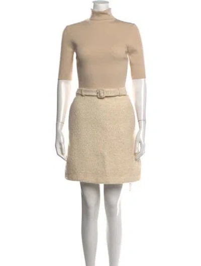 Pre-owned Theory Merino Wool Mini Dress In Neutrals