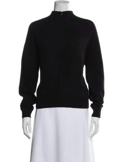 Pre-owned Theory Merino Wool Mock Neck Sweater In Black