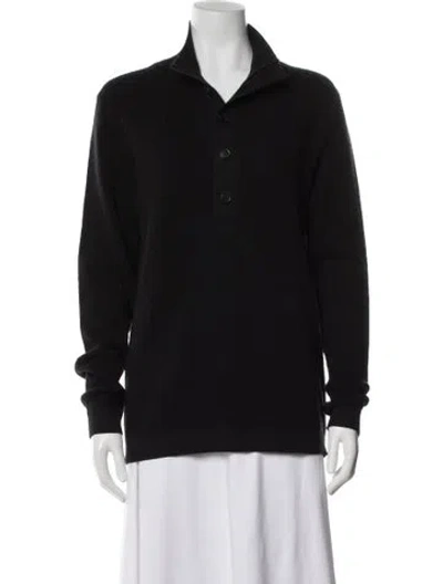 Pre-owned Theory Merino Wool Mock Neck Sweater In Black
