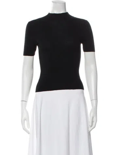 Pre-owned Theory Merino Wool Mock Neck Sweater In Black