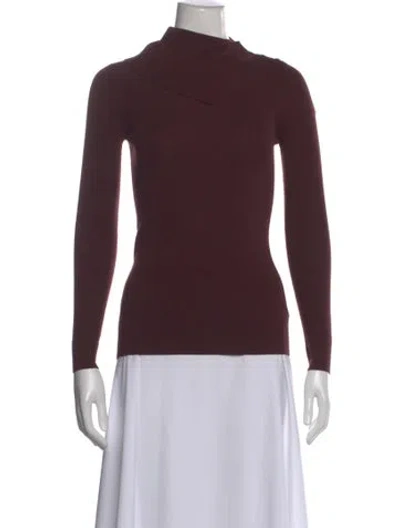 Pre-owned Theory Merino Wool Mock Neck Sweater In Brown