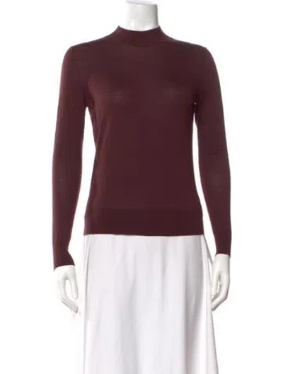 Pre-owned Theory Merino Wool Mock Neck Sweater In Burgundy