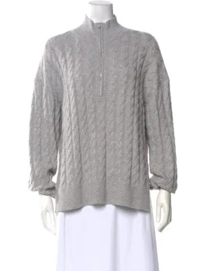 Pre-owned Theory Merino Wool Mock Neck Sweater In Gray