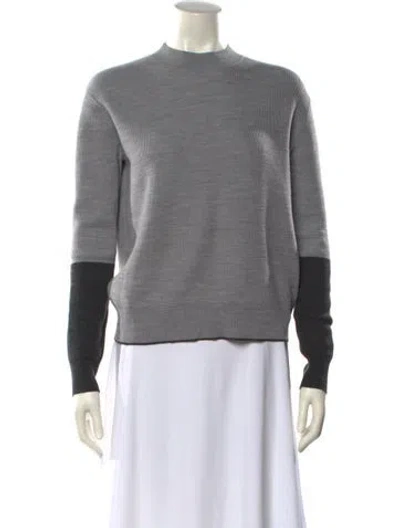 Pre-owned Theory Merino Wool Mock Neck Sweater In Gray