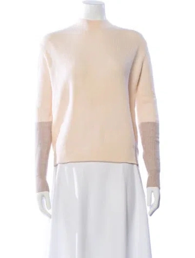 Pre-owned Theory Merino Wool Mock Neck Sweater In Neutral