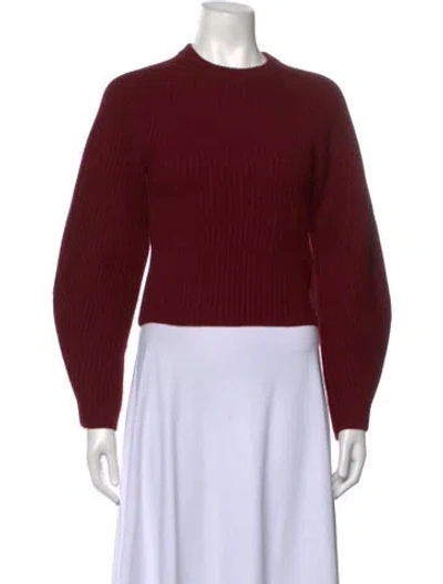 Pre-owned Theory Merino Wool Mock Neck Sweater In Red
