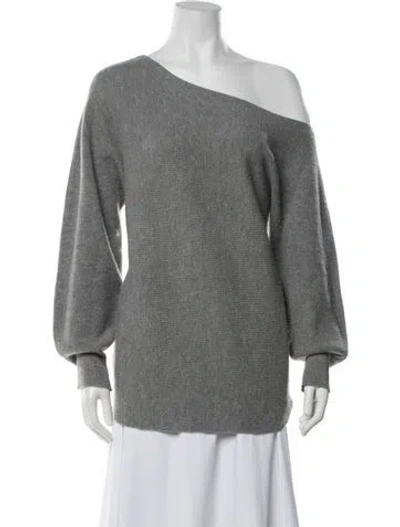 Pre-owned Theory Merino Wool Off-the-shoulder Sweater In Grey