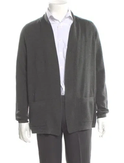 Pre-owned Theory Merino Wool Open Front Cardigan In Gray
