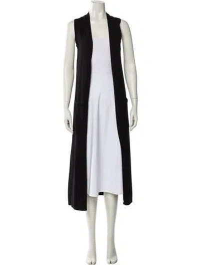 Pre-owned Theory Merino Wool Open Front Sweater In Black