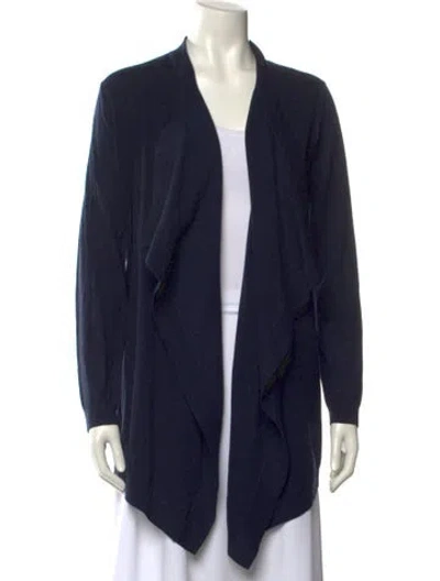 Pre-owned Theory Merino Wool Open Front Sweater In Blue