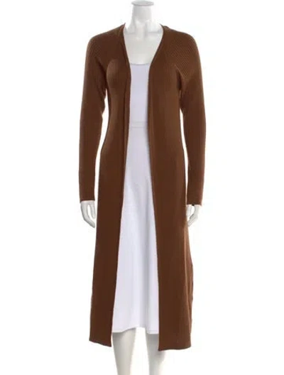 Pre-owned Theory Merino Wool Open Front Sweater In Brown