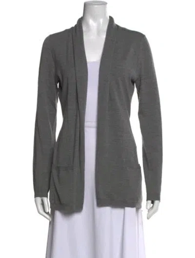 Pre-owned Theory Merino Wool Open Front Sweater In Gray