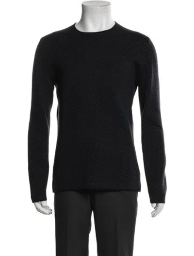 Pre-owned Theory Merino Wool Patterned Pullover In Black