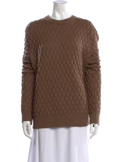Pre-owned Theory Merino Wool Patterned Sweater In Brown