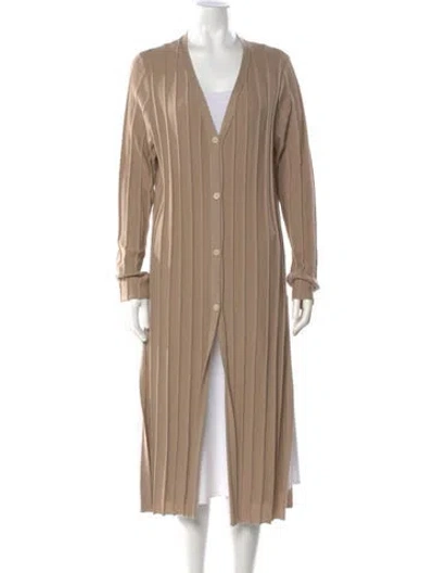 Pre-owned Theory Merino Wool Plunge Neckline Sweater In Neutral