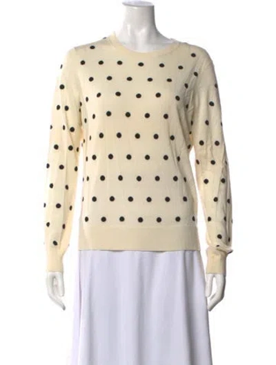 Pre-owned Theory Merino Wool Polka Dot Print Sweater In Neutrals/white