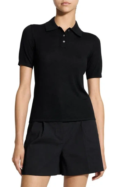 Theory Merino Wool Polo In Black