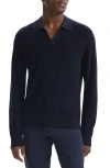 Theory Johnny Collar Sweater In Merino Wool In Baltic