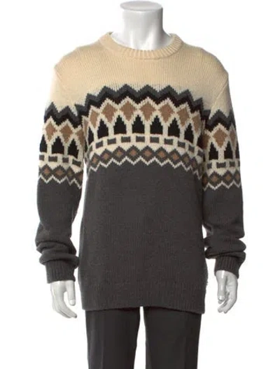 Pre-owned Theory Merino Wool Printed Pullover In Neutral