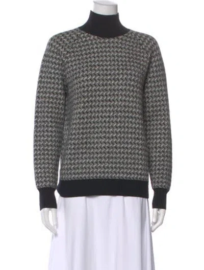 Pre-owned Theory Merino Wool Printed Sweater In Black