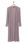 Theory Merino Wool Rib Longline Cardigan In Purple