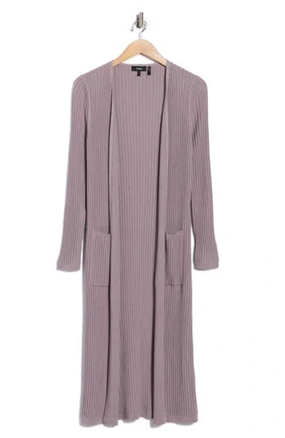 Theory Merino Wool Rib Longline Cardigan In Purple