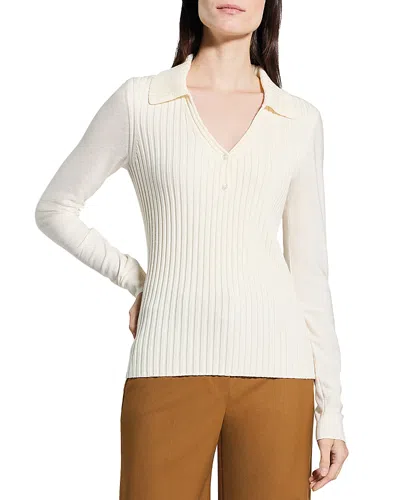 Theory Merino Wool Ribbed Collar Sweater In Neutral