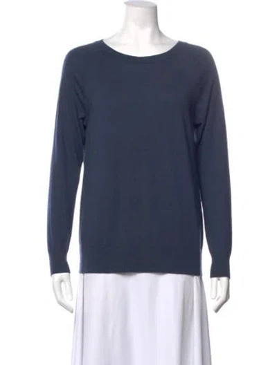 Pre-owned Theory Merino Wool Scoop Neck Sweater In Blue