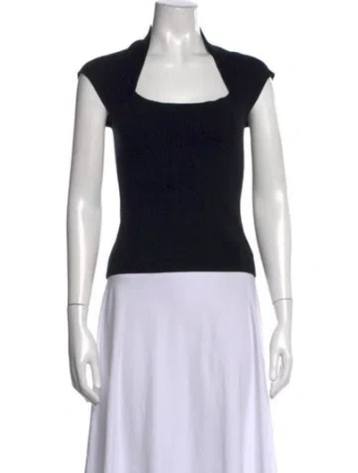 Pre-owned Theory Merino Wool Square Neckline Sweater In Black