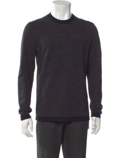 Pre-owned Theory Merino Wool Striped Pullover In Blue