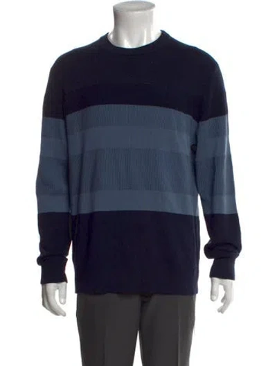 Pre-owned Theory Merino Wool Striped Pullover W/ Tags In Blue