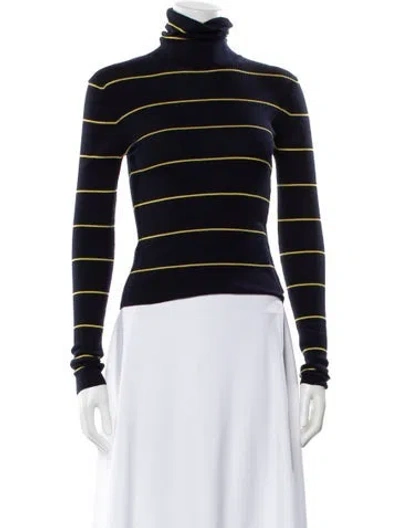 Pre-owned Theory Merino Wool Striped Sweater In Blue