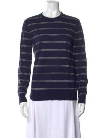 Pre-owned Theory Merino Wool Striped Sweater In Blue