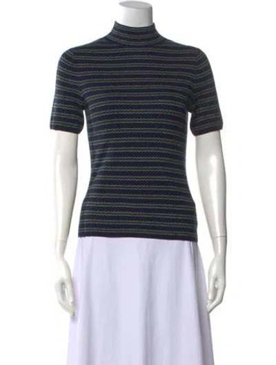 Pre-owned Theory Merino Wool Striped Sweater In Blue