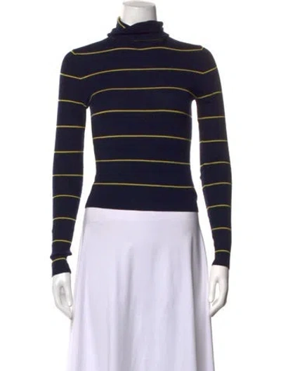 Pre-owned Theory Merino Wool Striped Sweater In Blue