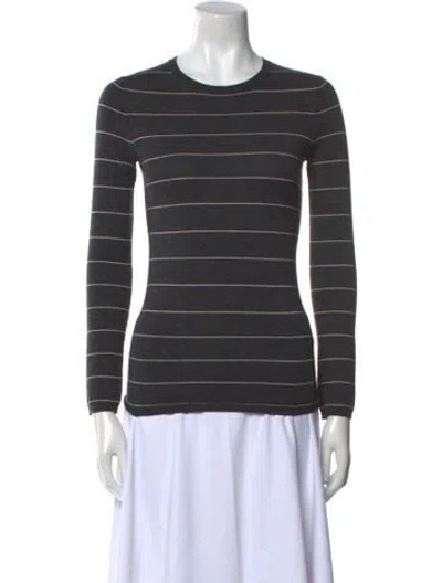 Pre-owned Theory Merino Wool Striped Sweater In Gray