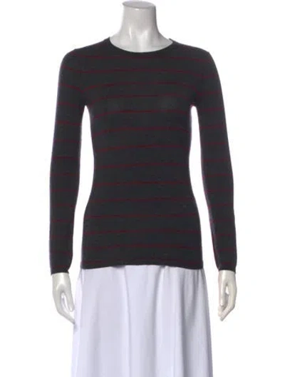 Pre-owned Theory Merino Wool Striped Sweater In Gray