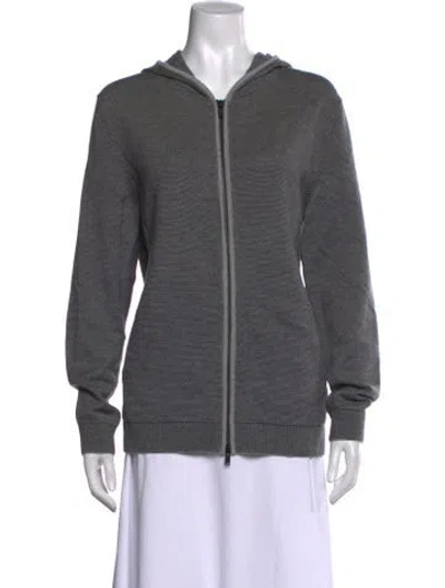 Pre-owned Theory Merino Wool Striped Sweater In Gray